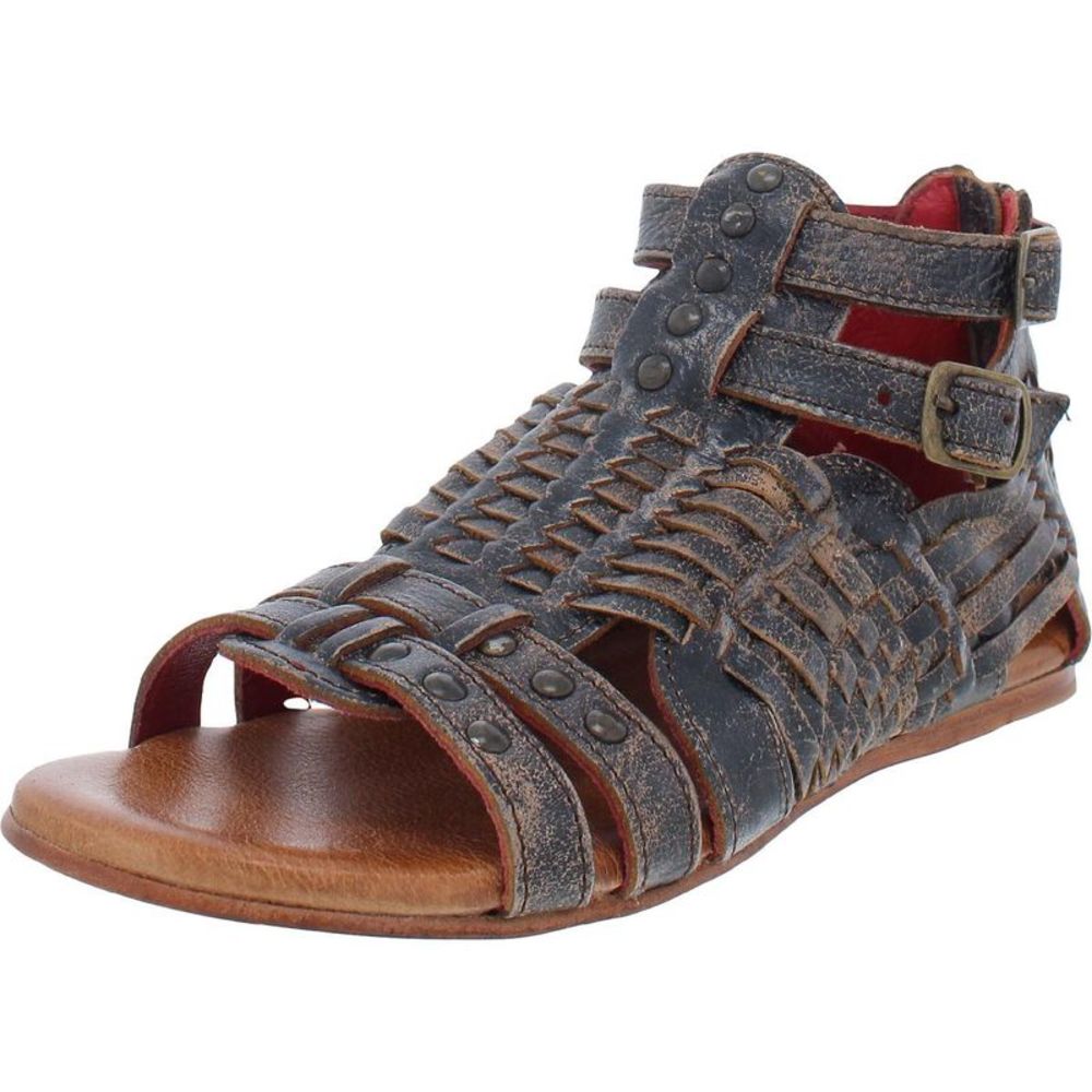 Bed Stu Womens Claire III Black Ankle Zipper Huarache Sandals Shoes NWT
